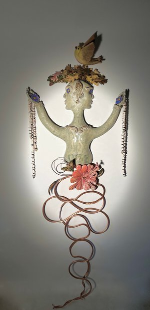 (Bas Relief) Blooming Spirit - Blue Eyed Grass flowers - Nature seeing itself by Vicki Gunter