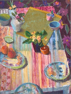 Madhatter Table with Primrose, by Janine Dunn Wade (2026)
