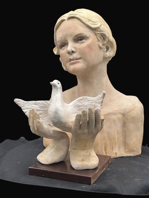 Estela Boudreau Girl With Peace Dove  by Estela Monjo Boudreau
