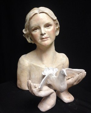 Girl With Peace Dove  by Estela Monjo Boudreau