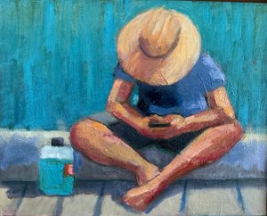 On the beach, on the phone by shelley lowenstein (2026)