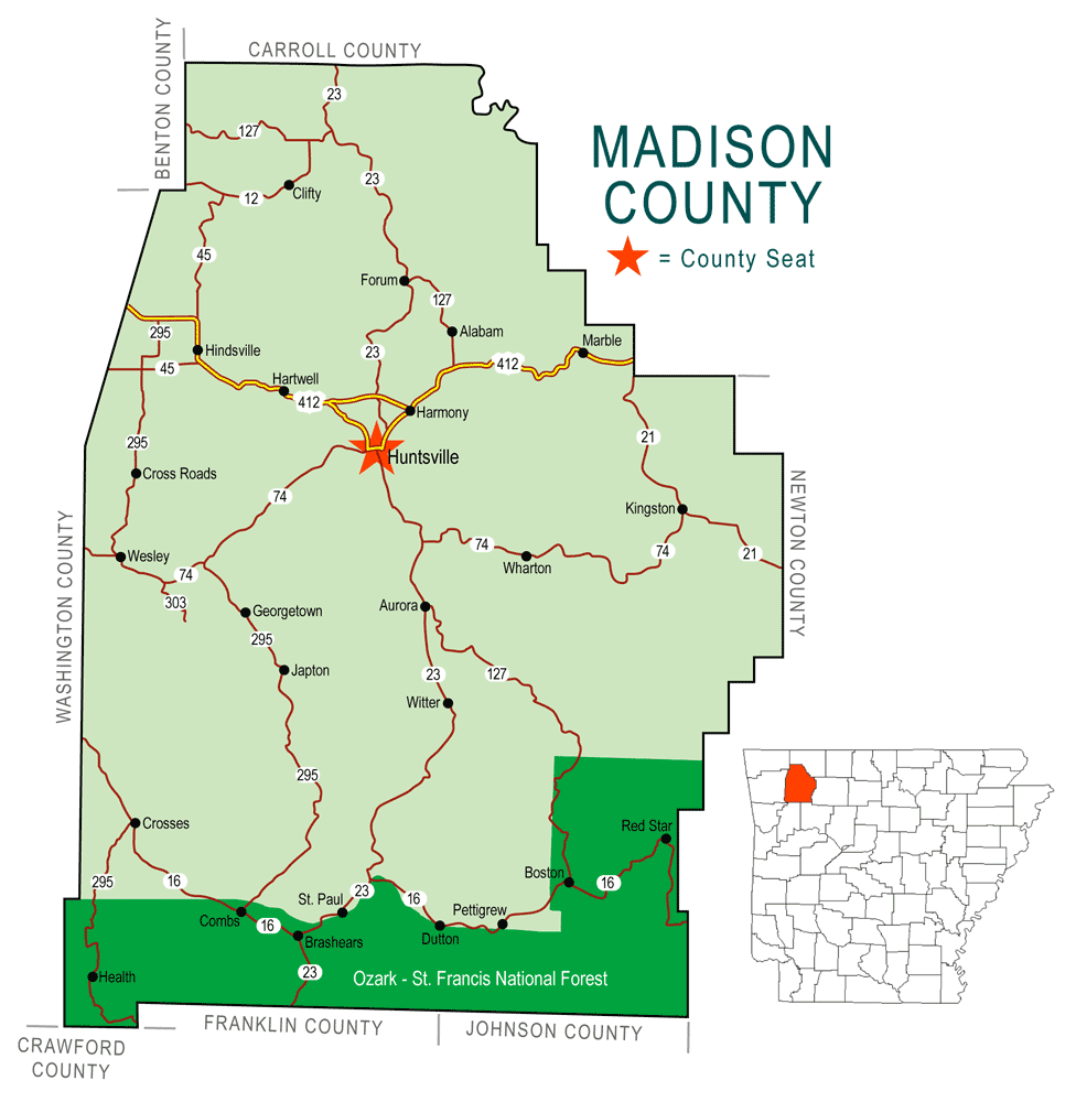 Zz Madison County Map Encyclopedia Of Arkansas