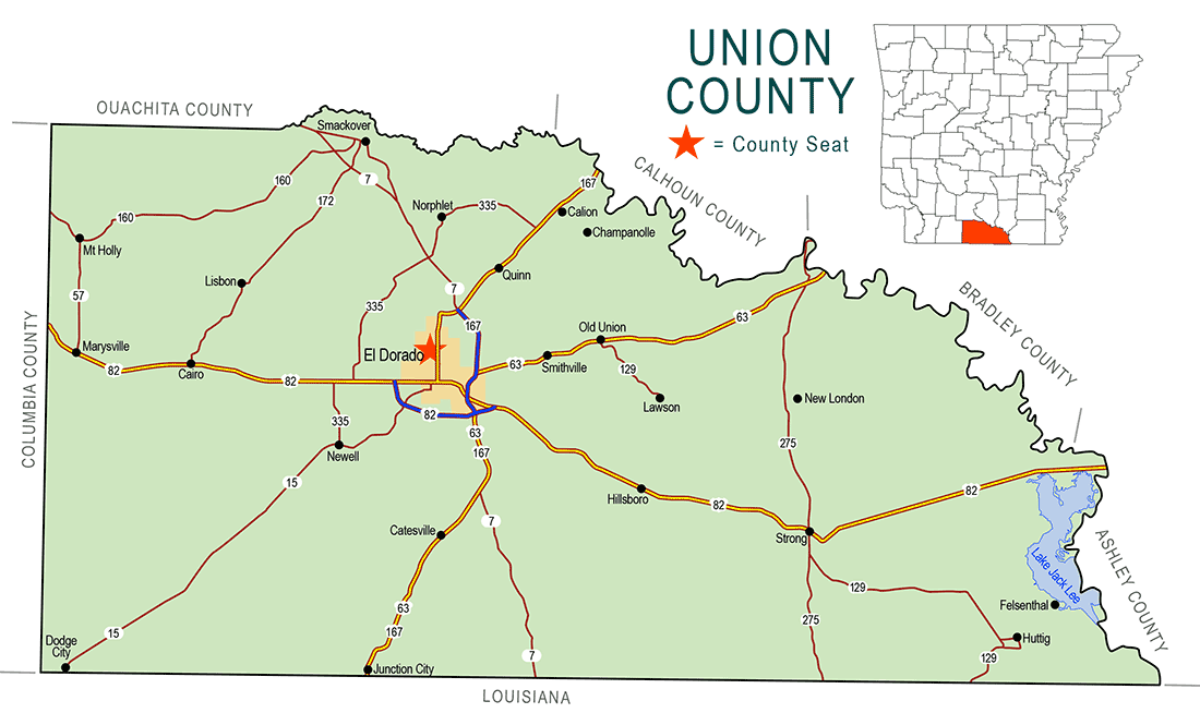 zz Union County Map Encyclopedia of Arkansas