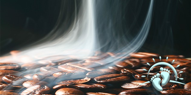 coffee beans with a visual aroma wafting above