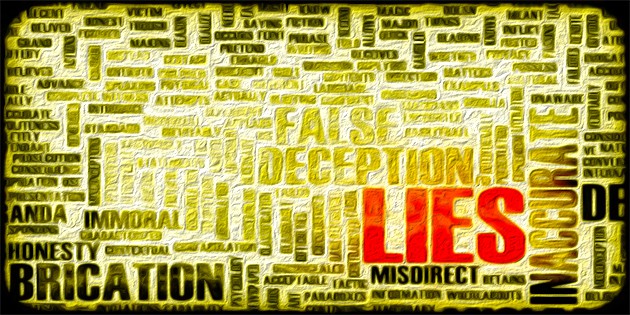 word art surrounding the main word: LIES