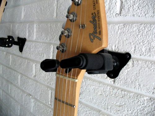 TopStage 8-Pack Wall Mount Guitar Hangers - Black Neoprene Rubber Protected Hooks