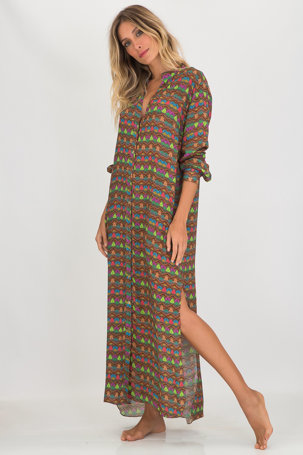 Vestido camisa longo Clearance