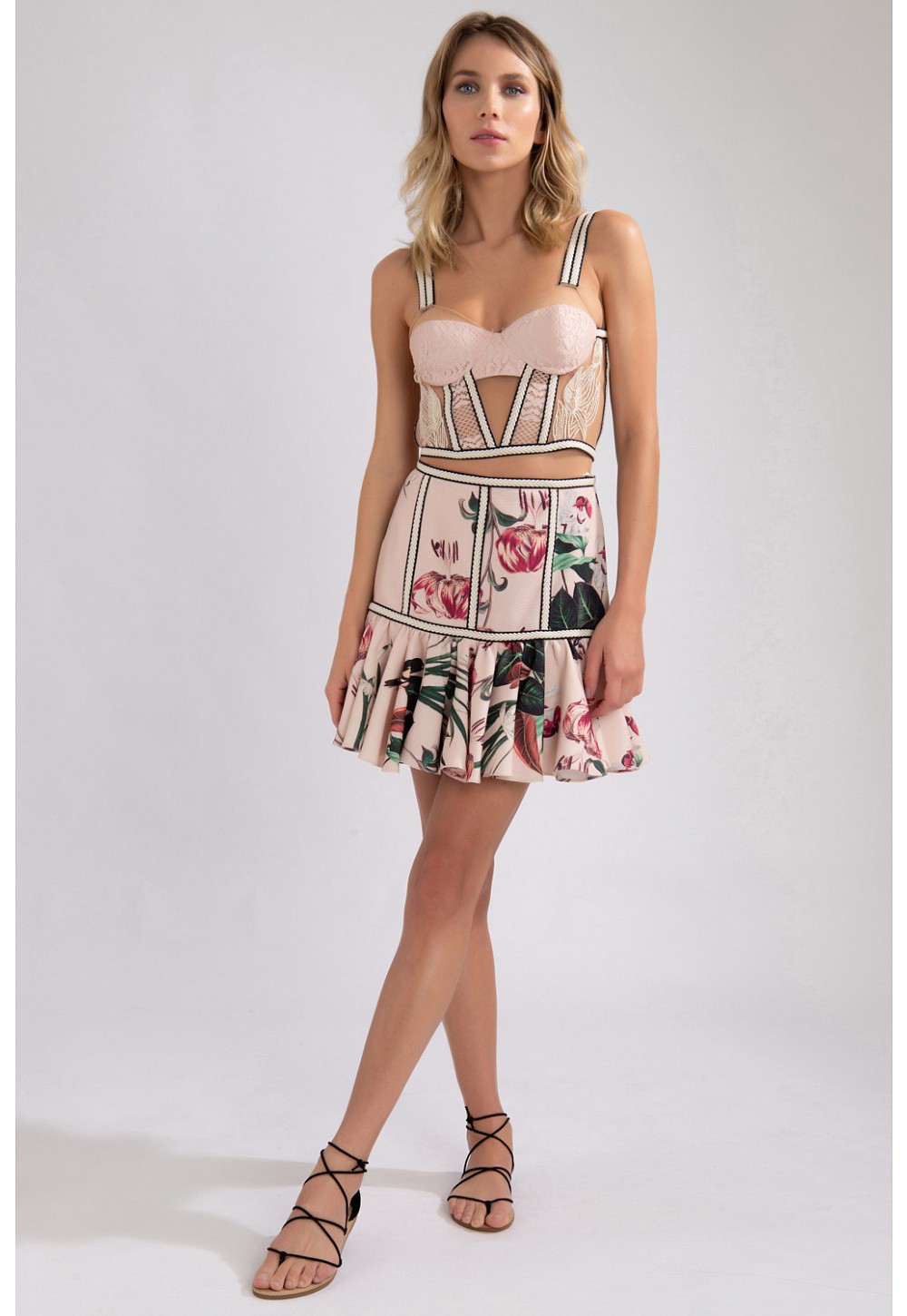 saia com babado franzido