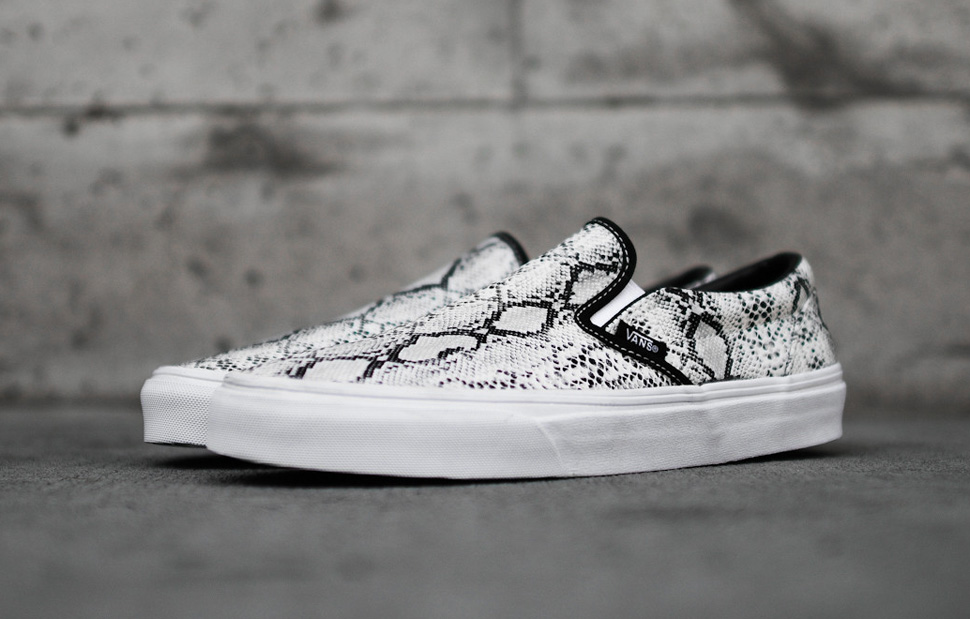 vans leather snakeskin slip on