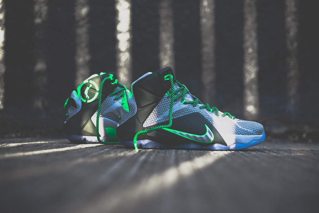 Nike LeBron 12 Dunk Force Wolf Grey Black Green
