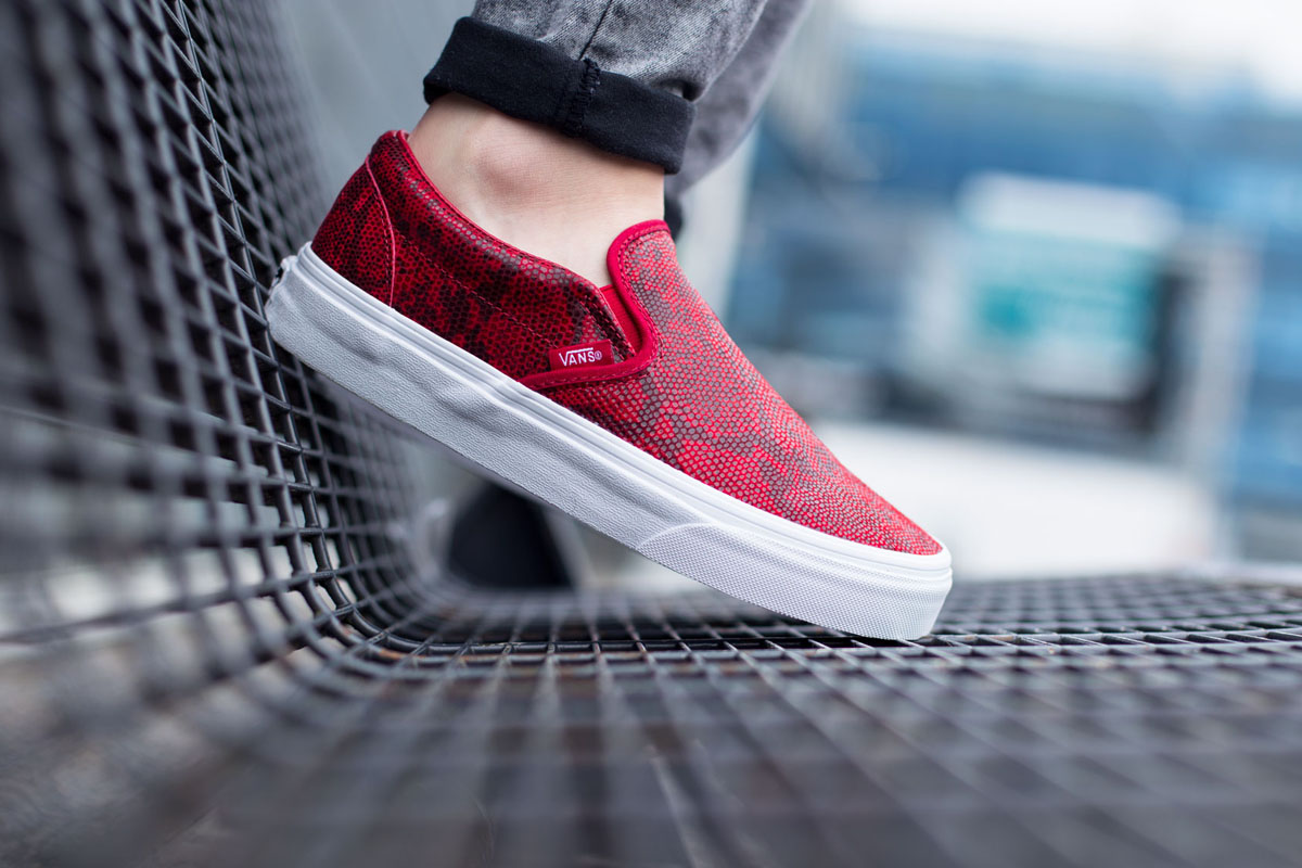 red snakeskin vans