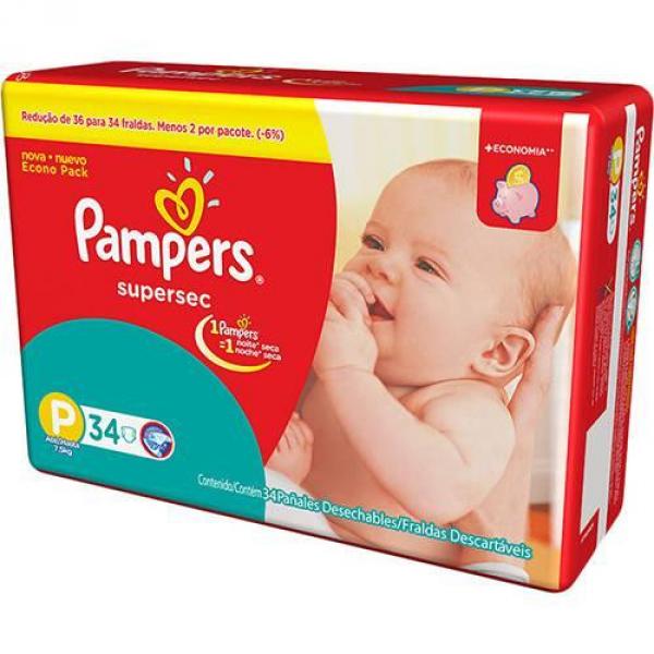 Fraldas Pampers Supersec P - 34 Unidades