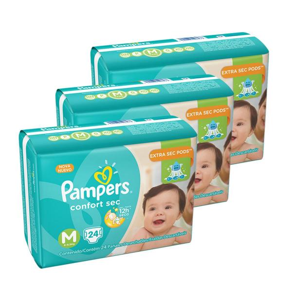 Kit Fraldas Pampers Confort Sec M - 72 Unidades