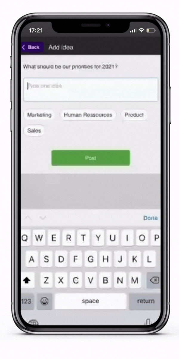 Smartphone with ConnexMe screenshot
