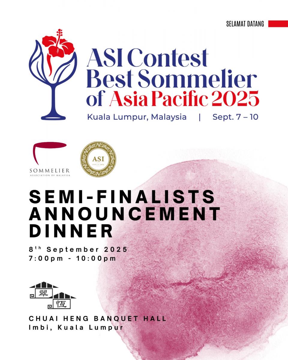 ASI Contest Best Sommelier of Asia Pacific 2025 - Semi-Finalists Announcement Dinner Cover
