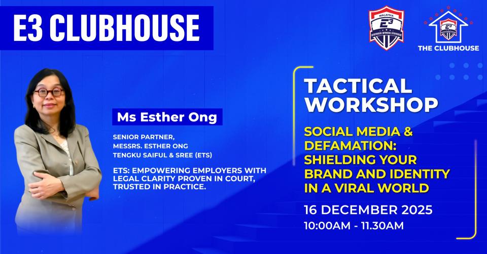E3 Clubhouse Tactical Workshop🧠 : Social Media & Defamation: Shielding Your Brand and Identity in a Viral World Cover
