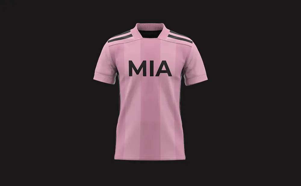 Pink soccer jersey with black stripes and 