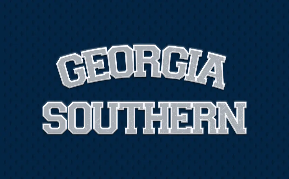 Georgia Southern text with a dark blue textured background.