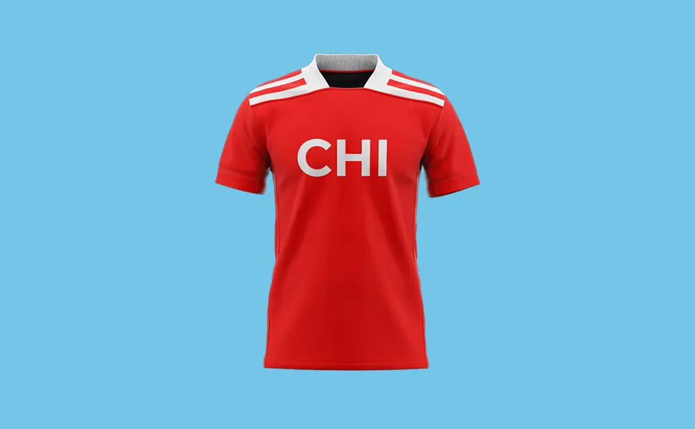 Red soccer jersey with white 