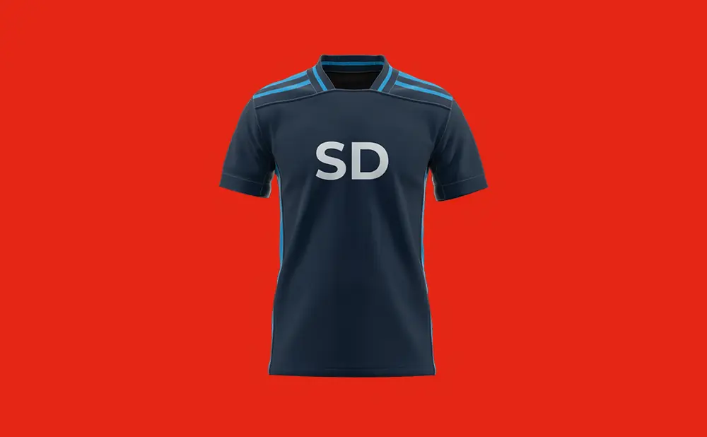 A dark blue t-shirt with 