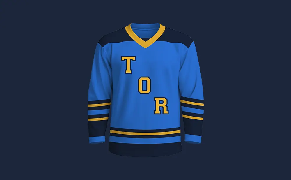 Blue hockey jersey with 