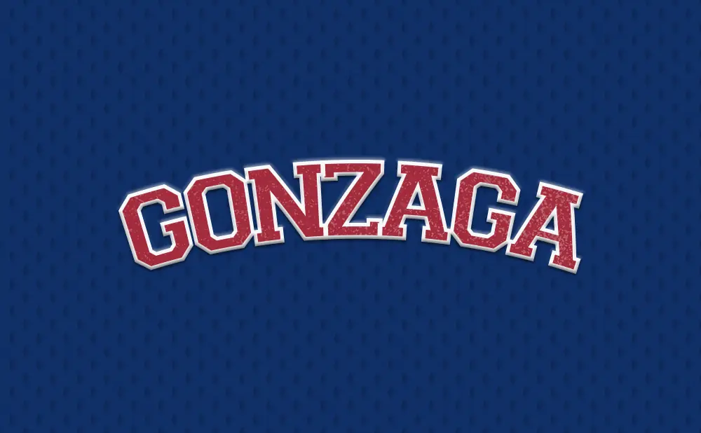 Gonzaga text on a dark blue textured background.