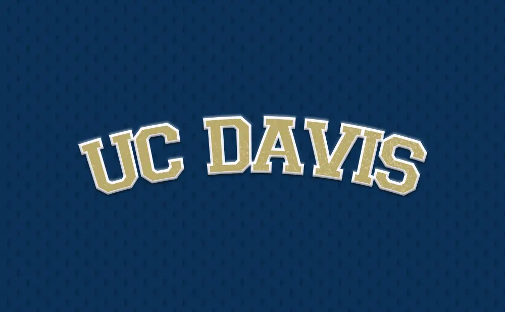 UC Davis logo on a dark blue, textured background.