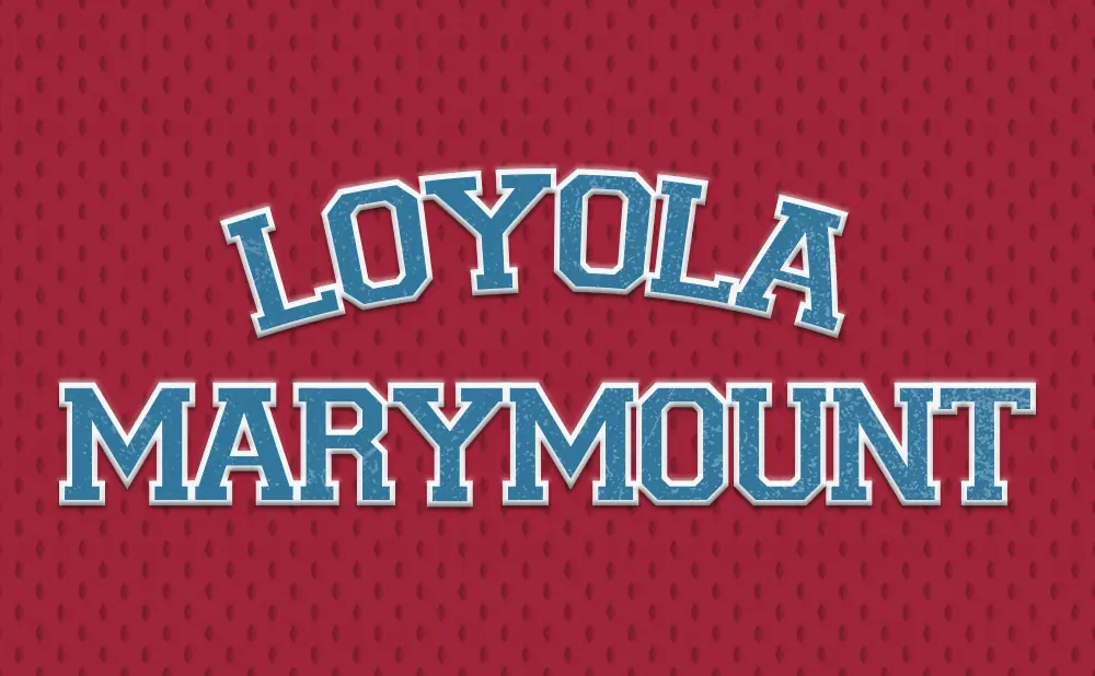 Loyola Marymount text on a red textured background.