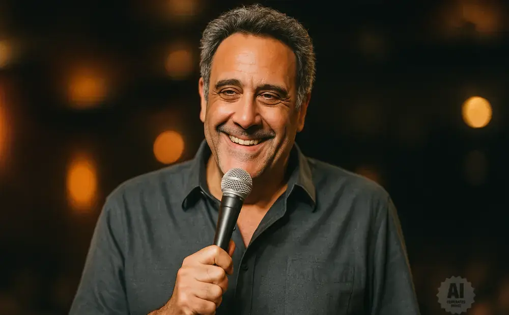 A smiling man with graying hair holds a microphone in front of a blurred background.