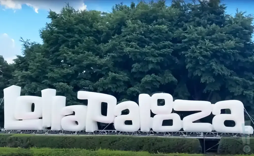 Giant white inflatable letters spell out 