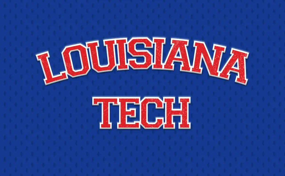 Louisiana Tech text on a blue textured background.