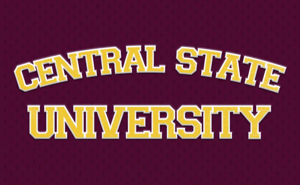 Central State University logo with text in yellow and white.