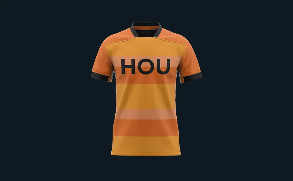 Orange and yellow striped jersey with 