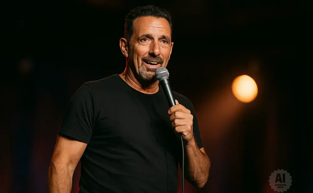 A man with dark hair and a goatee holds a microphone and speaks into it.