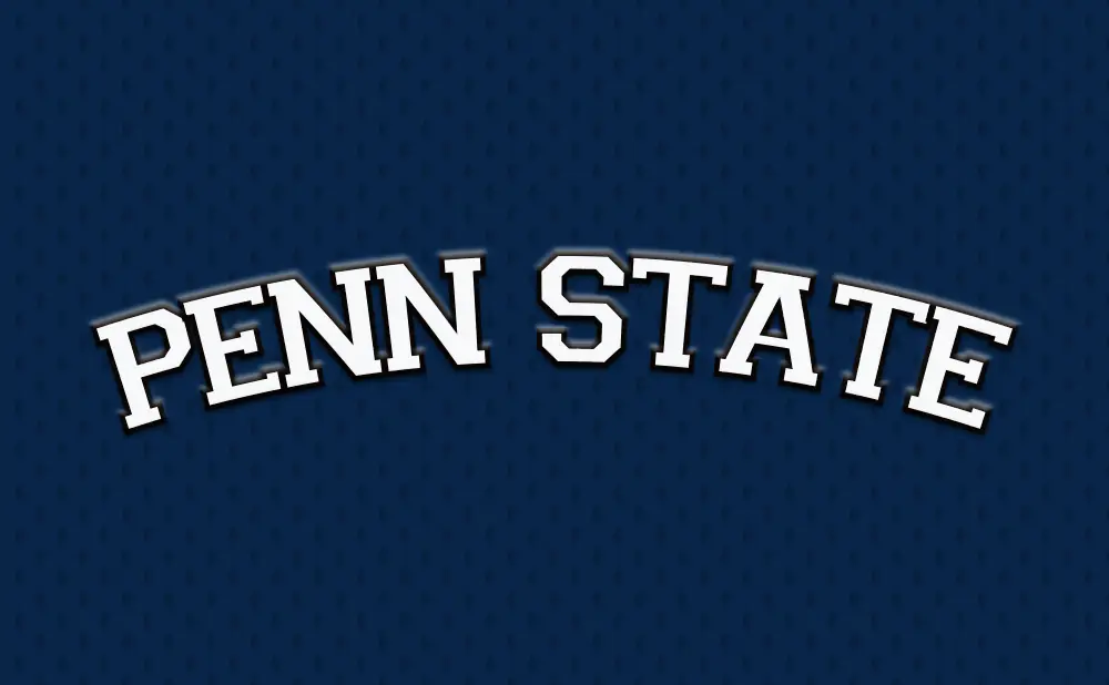 Penn State logo on a navy blue textured background.
