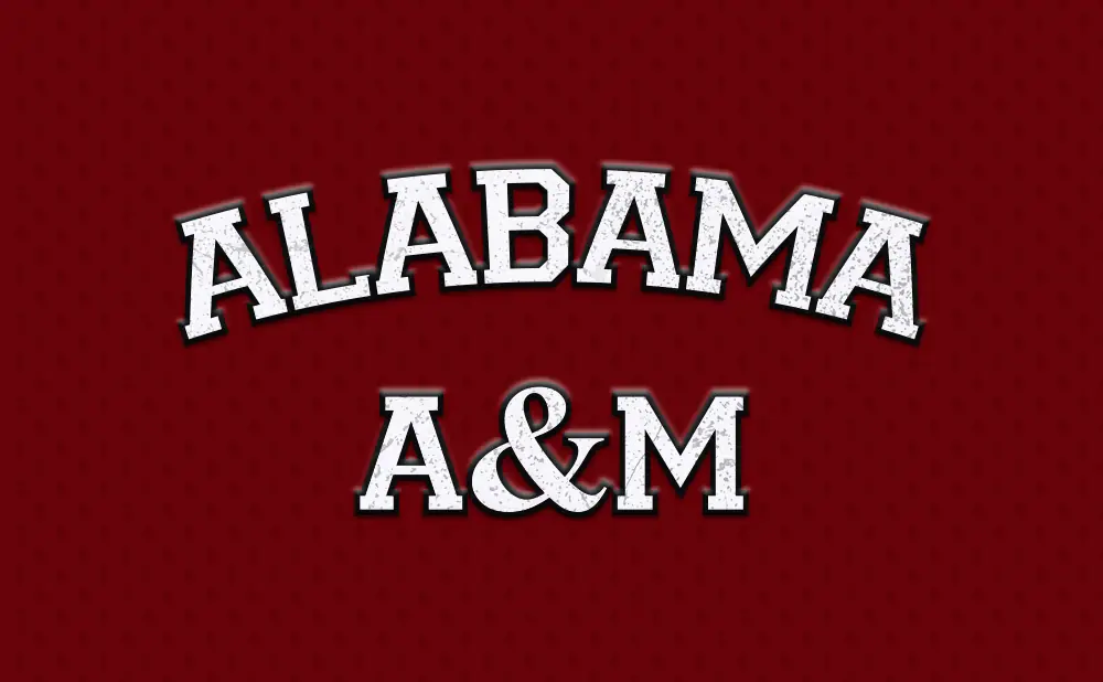 Alabama A&M logo on a maroon background.