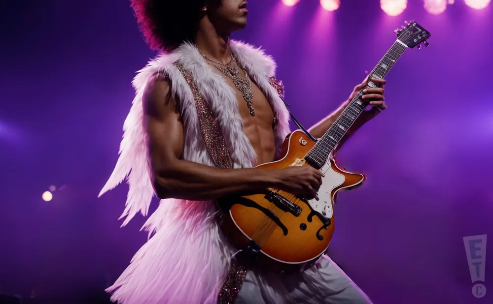 photograph of rock off - tribute to prince vs. bowie performing live on stage at an exciting tribute style concert