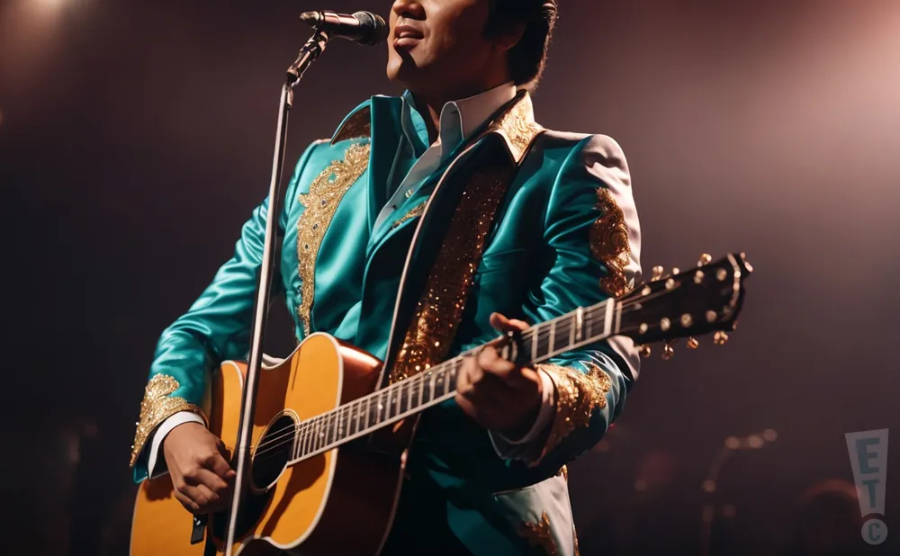 photograph of the wonder of elvis performing live on stage at an exciting tribute style concert
