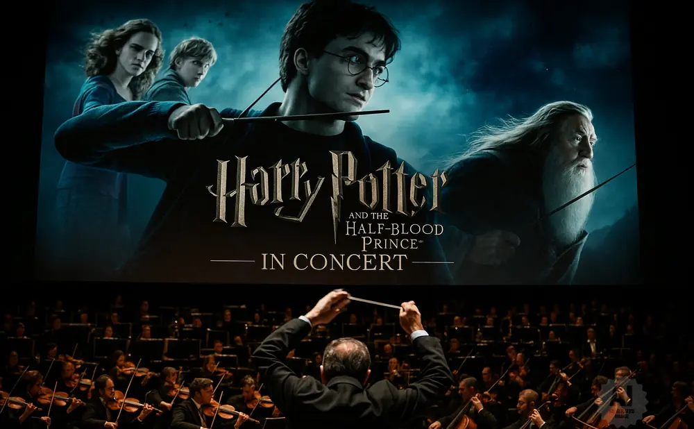 Harry Potter and the Half-Blood Prince in Concert with a conductor leading an orchestra.