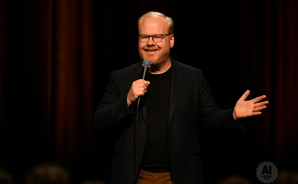 A man with glasses and red beard holds a microphone and speaks on stage.