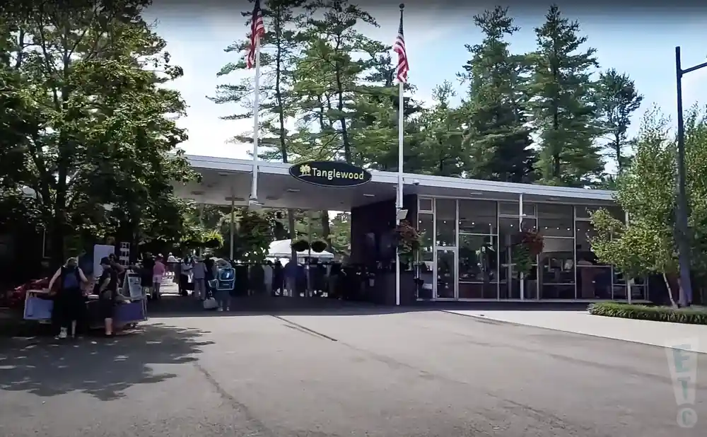 tanglewood on parade entrance at koussevitzky music shed in lenox massachusetts