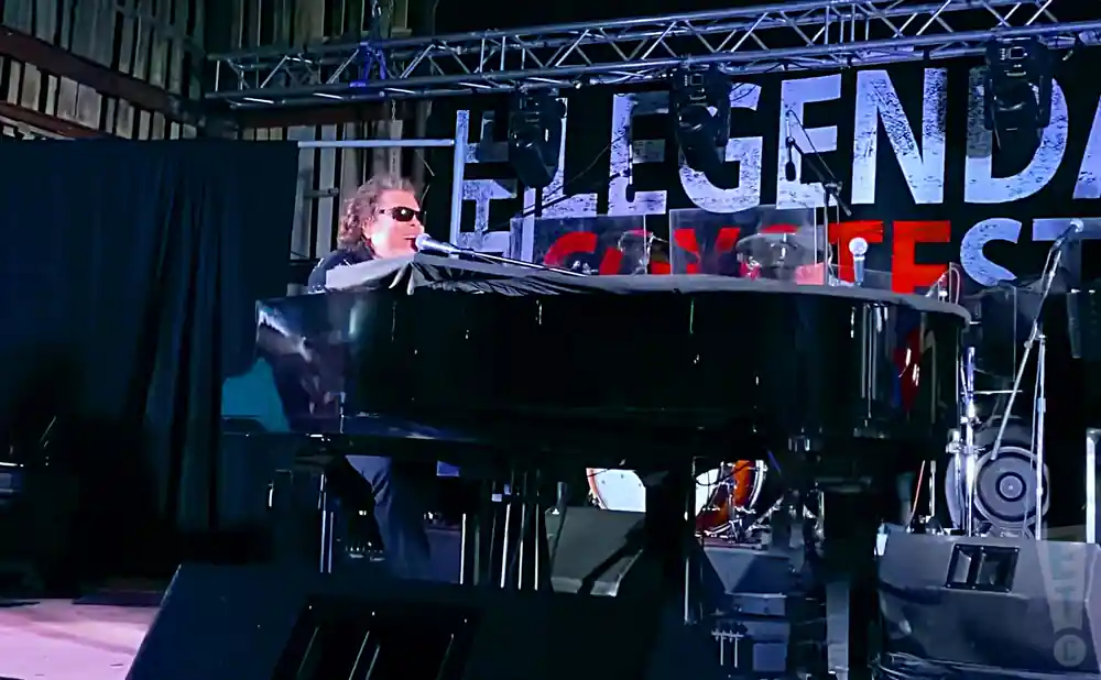 the country music singer and pianist ronnie milsap performing live at the coyote country store
