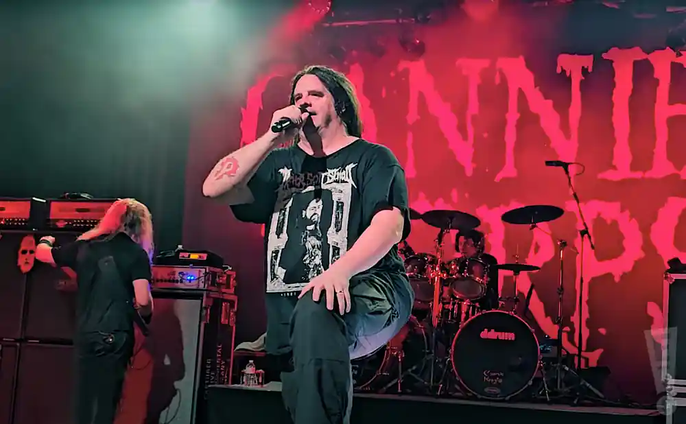 cannibal corpse performing on stage at trix in belgium