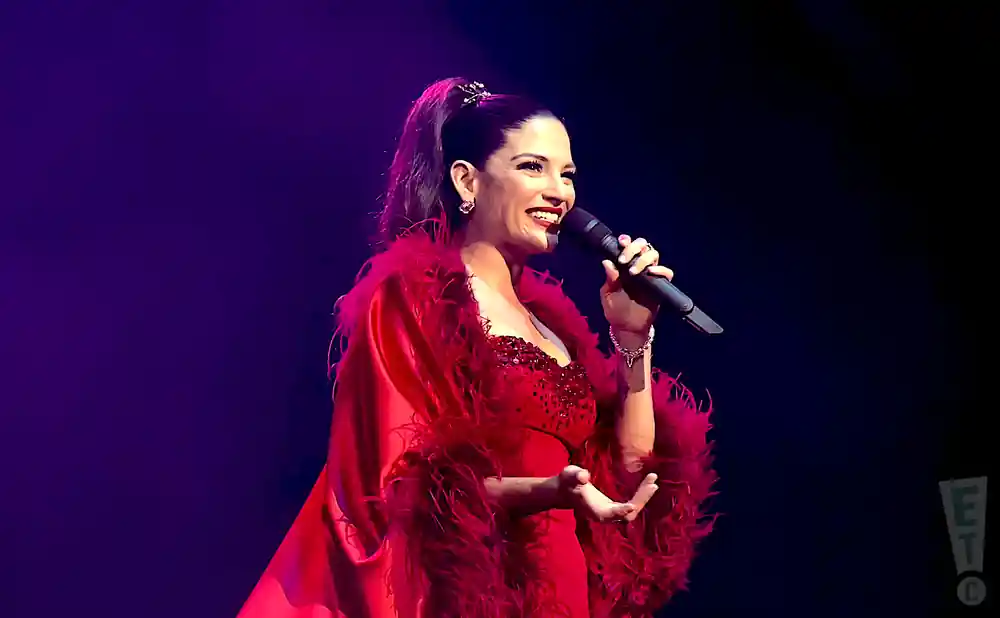 natalia jimenez singing live in a red dress