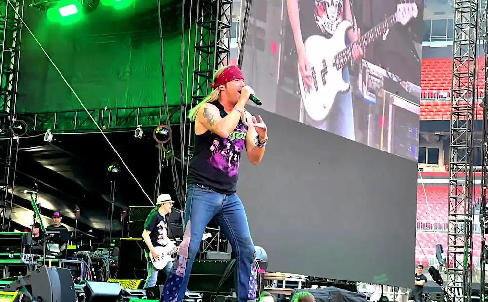 bret michaels performing on stage at first energy stadium in cleveland ohio