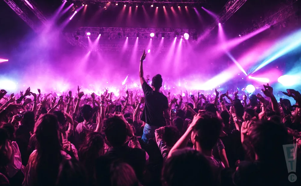 photograph of kalush orchestra performing live on stage at a hip-hop concert