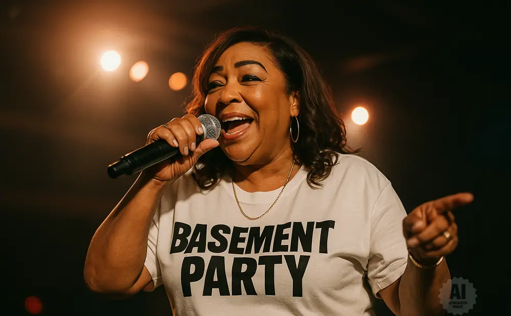 Woman in a white t-shirt with 