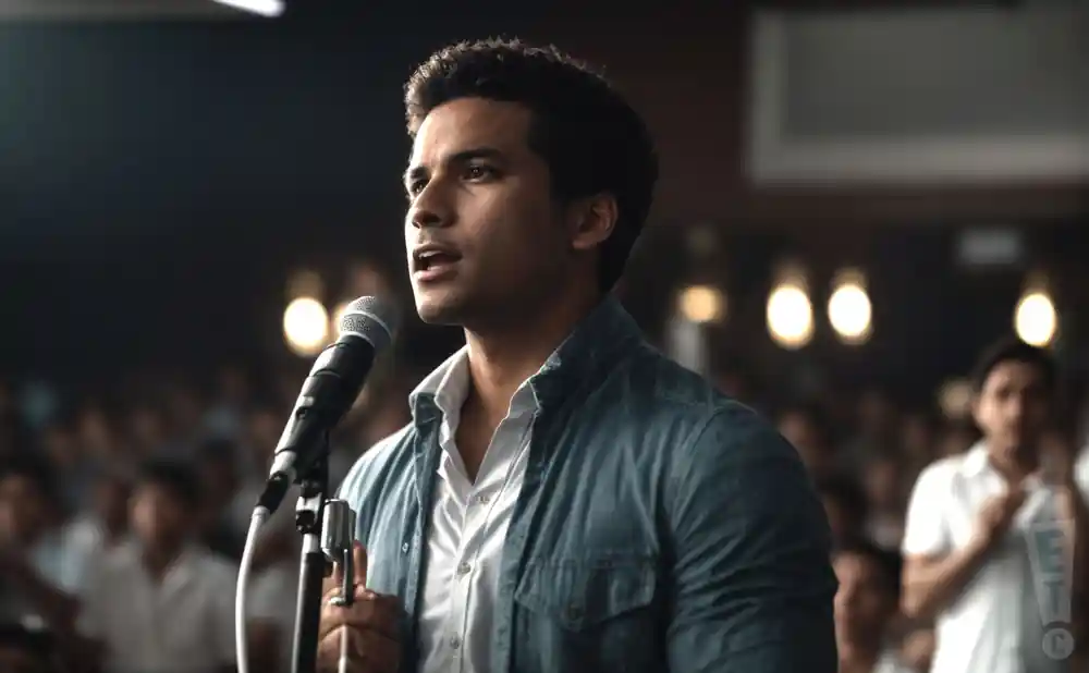 a picture of brazilian pastor deive leonardo giving a speech in a religious event