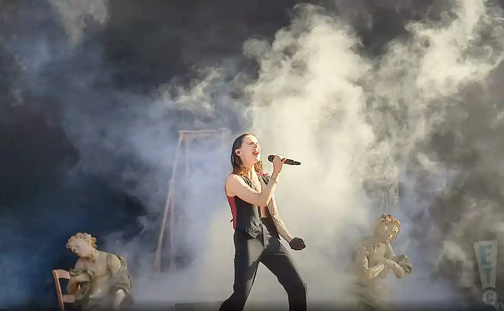 christine and the queens performing on the mainstage at way out west, gothenburg