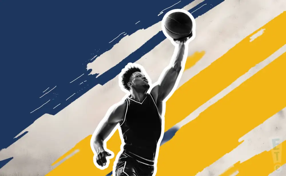 an indiana pacers basketball player jumping to tip the ball to gain possession during a game